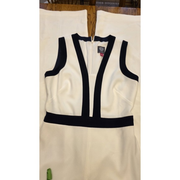 Vince Camuto Sz 6 White With Black Trim Evening Formal Jumpsuit Slimming NWT - Picture 12 of 16